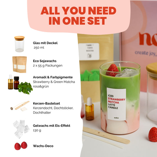 Iced Strawberry Matcha Latte Kerzenset