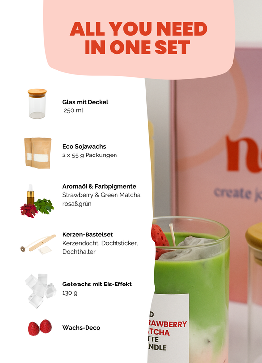 Iced Strawberry Matcha Latte Candle Kit