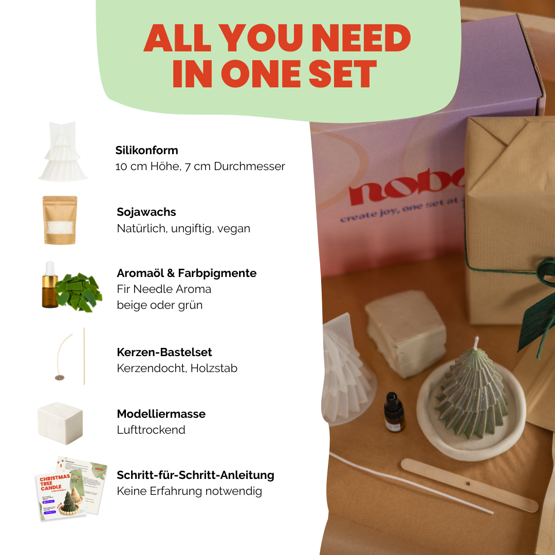 Weihnachts-DIY - Tannenbaum-Kerze mit Clay-Tray Untersetzer